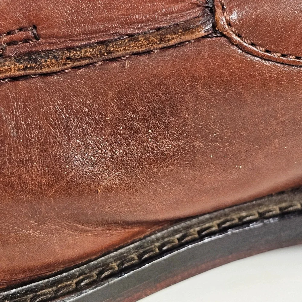 Johnston & Murphy Mens Brown Leather Apron Toe Oxford Dress Shoes Size 10M